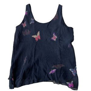 Anne Namba Hawaii Butterfly Silk Top Women Sz Small Black Goth Fairy Core Whimsy